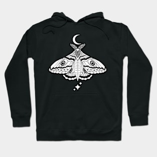 Witchy Cute Celestial Moth - Black Hoodie